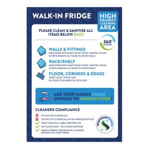 Walk-in Fridge High Priority Cleaning Sign